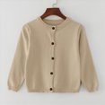 thumbnail image 2 of CAUYDY Toddler Baby Girl Boy Soild Knit Sweater Round Neck Long Sleeve Pullover Sweatshirt Coat Fall Winter Clothes(L101-Khaki,12-18 M), 2 of 4