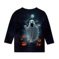 thumbnail image 5 of MKOSPLRT Chandails d'Halloween pour Enfants 3-12 Ans Garçons Filles T-Shirts Graphiques à Manches 3/4 Col Ras du Cou Coupe Ample Hauts Mignons Fantômes Citrouille T-Shirts, 5 of 5