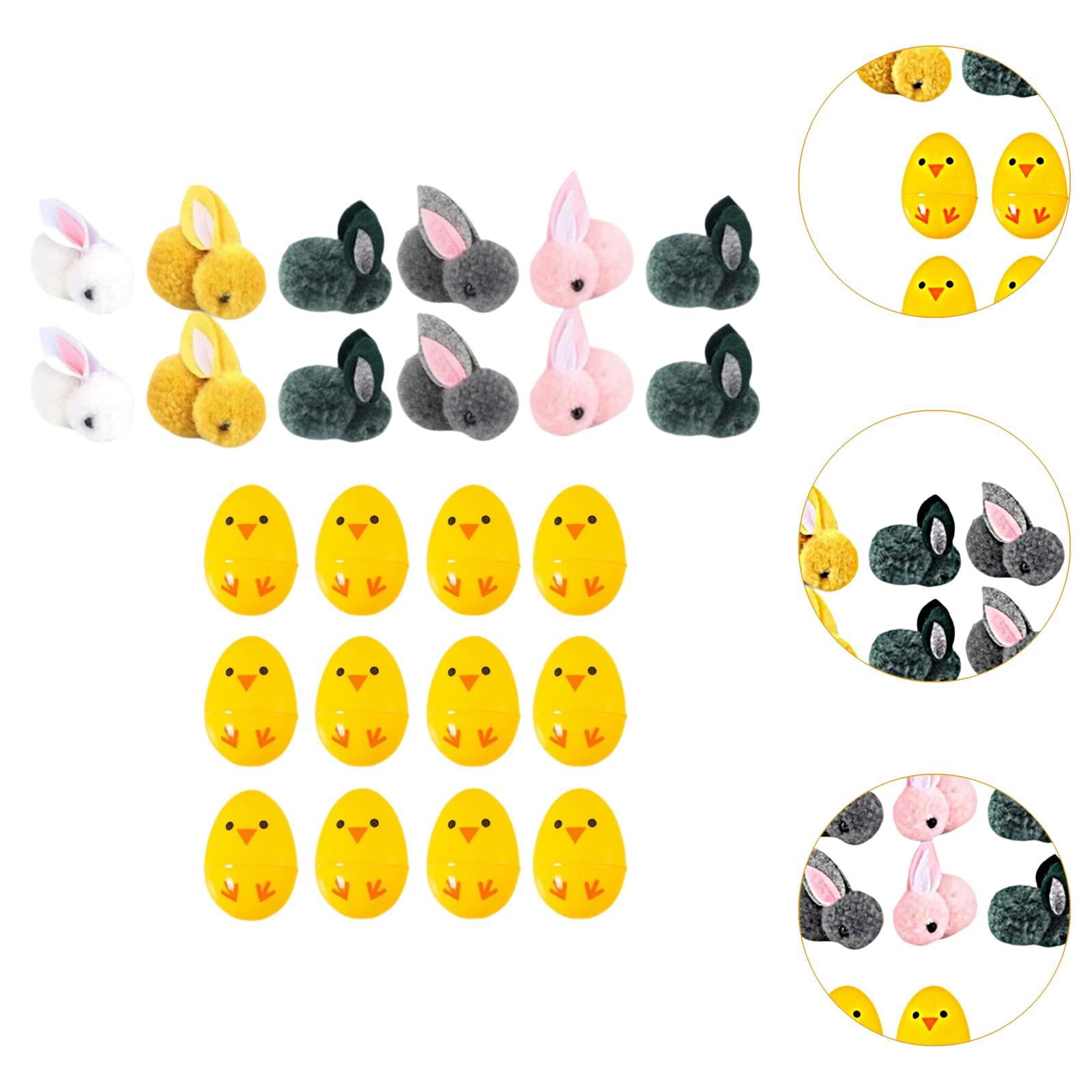 Dualoai Easter Eggs, Easter Basket Stuffers with Bunny Toys Awards Party Favor for Child 48 set
