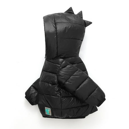 

ZMHEGW Child Sweater Toddler Baby Boys Girls Winter Warm Solid Dinosaur Padded Outerwear Hooded Jacket Outwear Coat