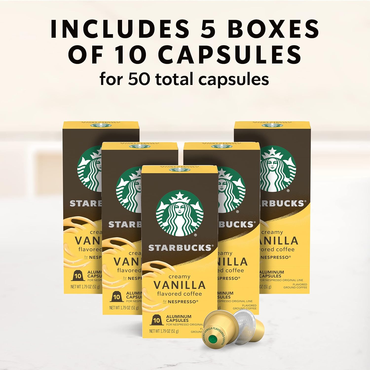 Starbucks by Nespresso Original Line Vanilla Flavored Coffee, 50-count Espresso Pods