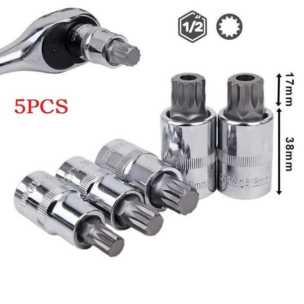 MYG 5pcs 1 2 inch Torx Star Socket Wrench Bits Screwdrivers Bit