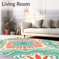 thumbnail image 2 of ODIKA 8'x10' Machine Washable Non-Slip Area Rug, Vintage Seashell with Sunburst Motifs and Boho Accents High Traffic Rug, Turquoise, 703769, 2 of 7