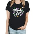 thumbnail image 2 of Aloohaidyvio Mardi Gras Masks Women,Womens Mardi Gras Shirts Crewneck Printed Short Sleeve Loose T-shirt, Clothing, 2 of 5