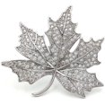thumbnail image 1 of Queen Jewelry Micro Pave Canadian Maple Leaf Brooches Pins Silver Tone, 1 of 5