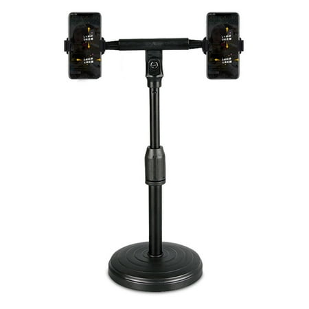 Yesbay Adjustable Dual Devices Support Stand Live Streaming Phone Holder with Base