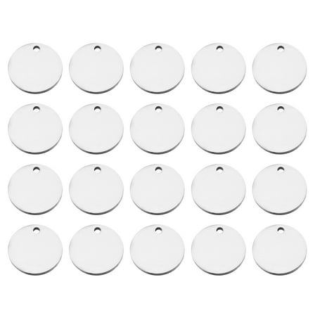 Uxcell 20pcs Metal Stamping Blanks, 18mm Round Stamping Tags Blanks Charm DIY Word Aluminum Steel Tag Pendants