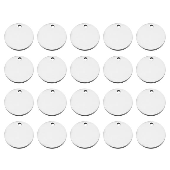 Uxcell 20pcs Metal Stamping Blanks, 18mm Round Stamping Tags Blanks Charm DIY Word Aluminum Steel Tag Pendants