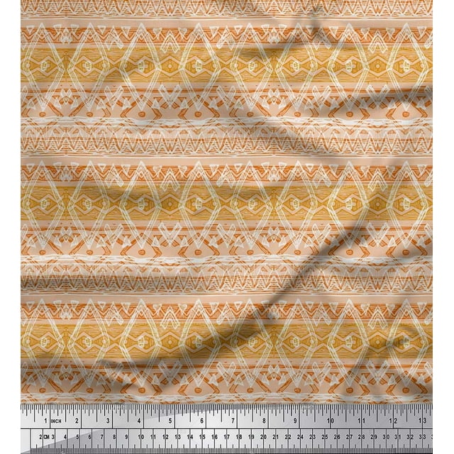Soimoi Modal Satin Fabric diamond shape & waves Abstract Decor Fabric Printed Yard 42 Inch Wide