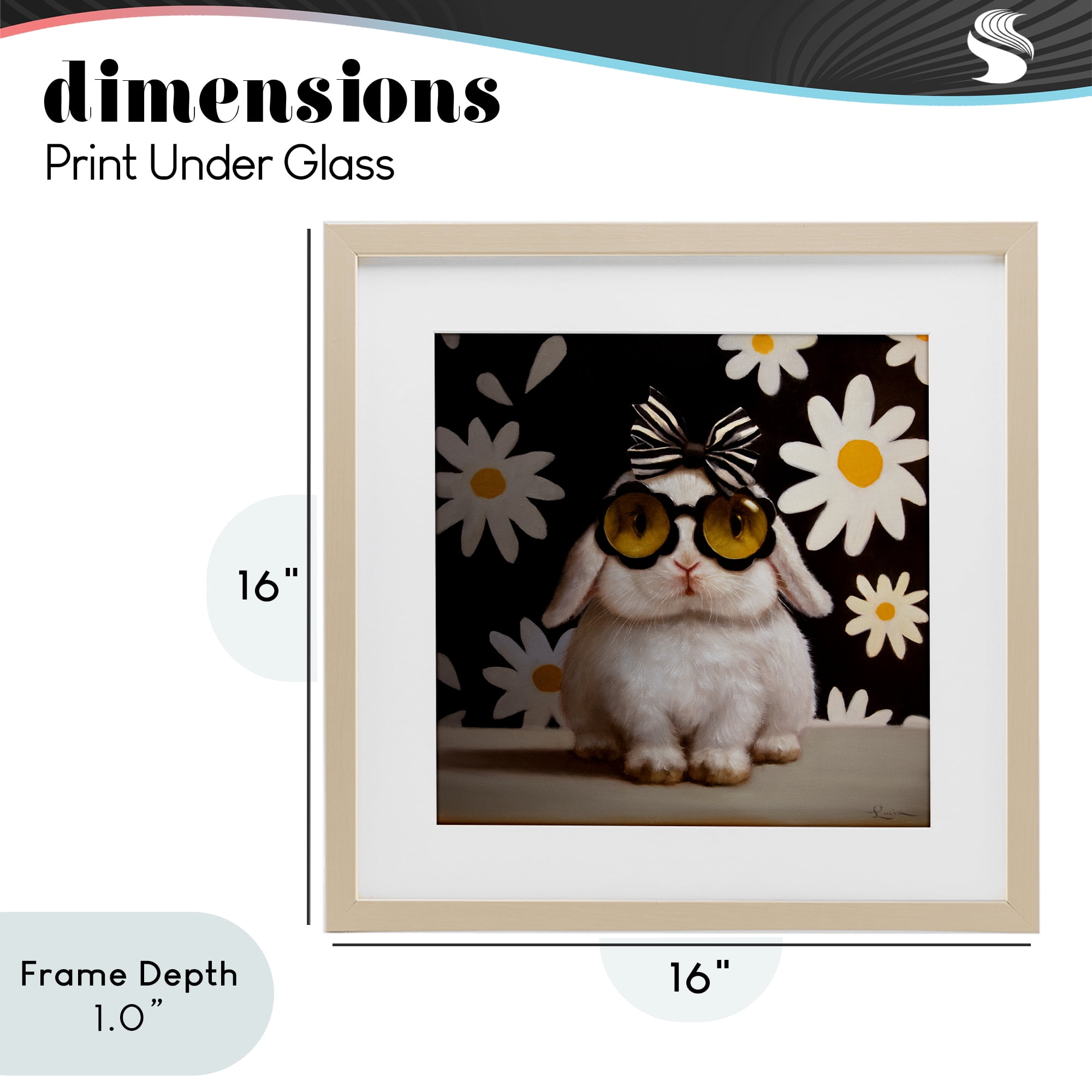 Stupell Industries Boopsie Daisy Bunny Birch Framed Print Under Glass, design by Lucia Heffernan