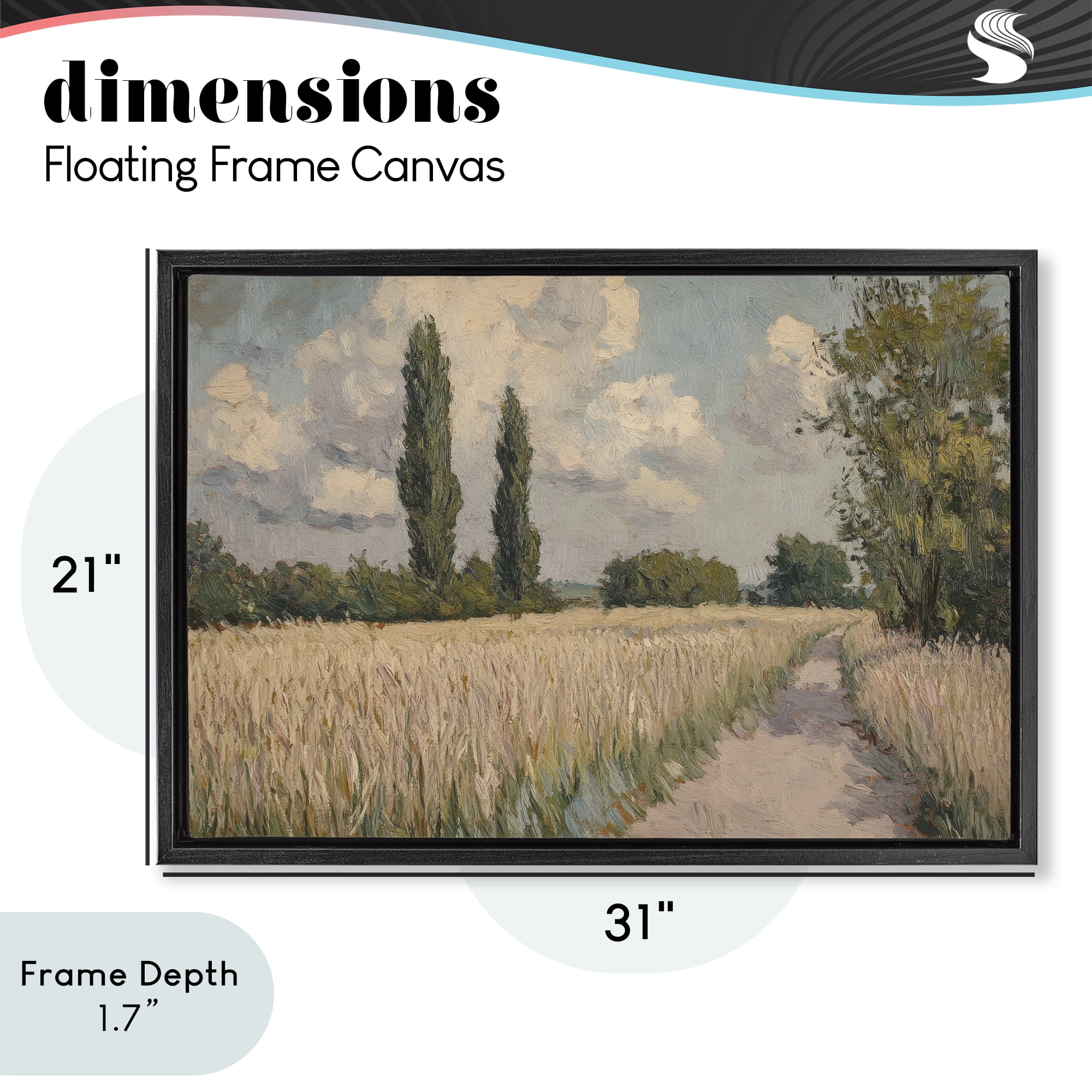 Stupell Industries Summer Path Between Poplars Black Framed Floater Canvas Wall Art, design by Petal Prints Design