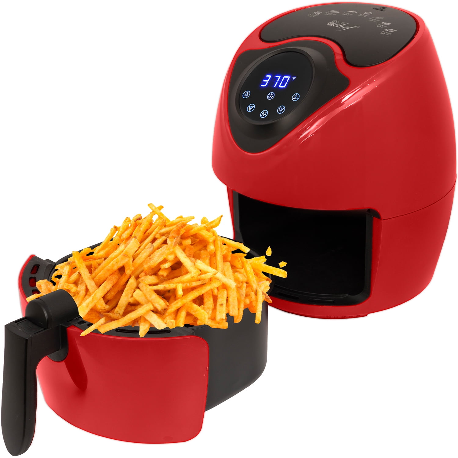 Deco Chef XL 3.7 QT Digital Air Fryer Cooker With 7 Smart Programs, Preheat  & Shake Remind, LED Touch Screen Oil-Less Non-Stick Coated Basket, Timer  Counter Top, Healthy Kitchen Safe Frying Station