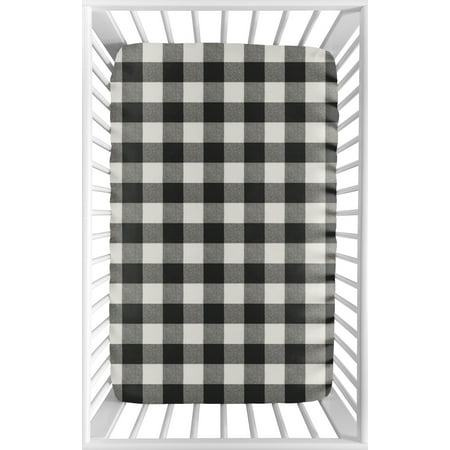 UPC: 0846480068112 | Buffalo Check Black and White Mini Crib Sheet