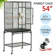 Alden Design 54"H Metal Pet Cage with Detachable Stand for Small Animal , Black