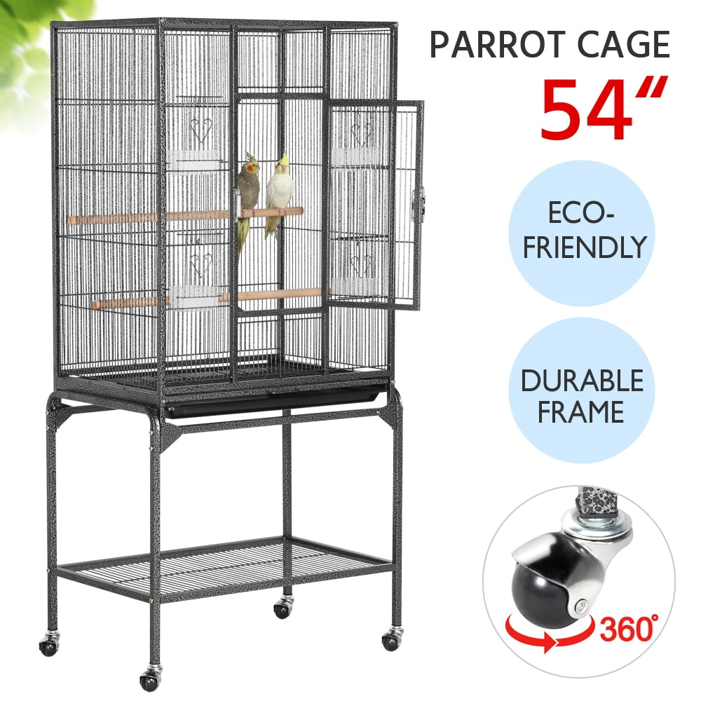 Alden Design 54"H Metal Pet Cage with Detachable Stand for Small Animal , Black