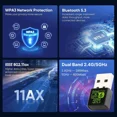 thumbnail image 3 of STARLIGHT- Dual Band Mini Usb Wifi 6 Ax900M 802.11Ax Wifi Bluetooth Dongle For Pc Win 10/11, 3 of 5
