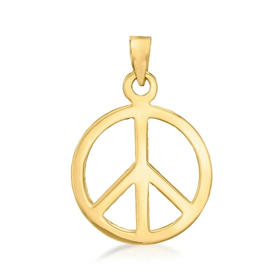 Ross-Simons 14kt Yellow Gold Peace Sign Pendant, Women's, Adult