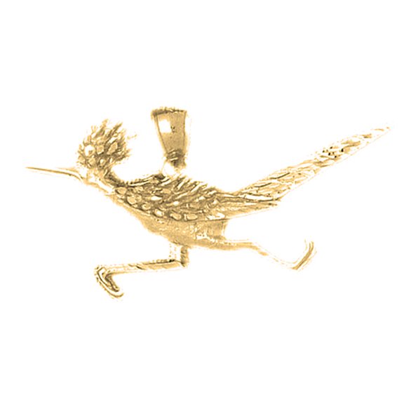18K Yellow Gold Roadrunner Pendant - 25 mm