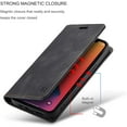 thumbnail image 2 of Case for iPhone 12 Mini 5.4 inch, Retro Matte Protective Leather Case with RFID Blocking Viewing Stand Magnetic Closure TPU Shell Flip Cover - Black, 2 of 16