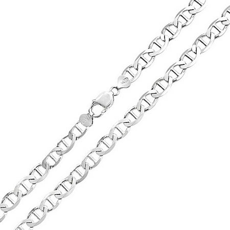- 925 Silver Unisex Fancy Marina Italian Link Chain Necklace