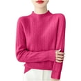 thumbnail image 3 of Juslio Women Sweaters Cardigans Tops for Women Solid Crew Neck Long Sleeve Knit Hot Pink, 3 of 3