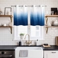 thumbnail image 2 of Blue Ombre Stripe Kitchen Curtains Small Short 39 Inch Length, Abstract Art Gradient Watercolor Grommet Top Bedroom Living Room Curtains, Light Filtering Cafe Curtain Drapes 2 Panels Set 55''x39'', 2 of 9