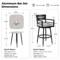 thumbnail image 4 of RADIATA 5-Piece Aluminum Patio Bar Set, 41.3" Scratch-Resistant Marble-Look High Top Table with Umbrella Hole and 2 Cushioned Auto-Return Swivel Bar Chairs for Poolside and Backyard, 300 lb Capacity, 4 of 10