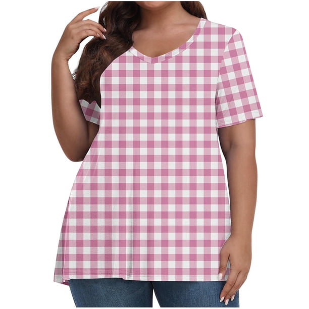 Camiseta de Manga Corta de Cuello en V Sólido Casual, Camisetas de Manga Corta para las Mujeres