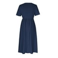 thumbnail image 4 of Fashion SMihono Eyelet Boho Tie Back Dress for Women, Casual Summer Dress with Pockets, Trendy Loose Fit Midi Dress for Women Navy S, 4 of 7