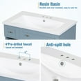 thumbnail image 5 of 30 Inch Bathroom Vanity with Resin Integrated Basin Sink, Bathroom Sink Cabinet Pedestal Sink with 2 Soft-Closing Cabinet Doors & 2 Shelves, Blue, 5 of 9