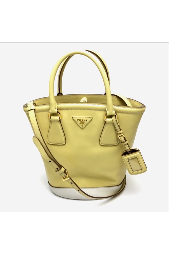 Pre-Owned PRADA B2442B Bag 2WAY Shoulder Bag yellow Off White (Good)
