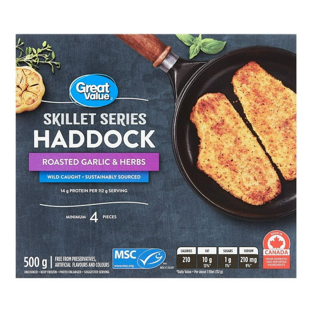 Great Value Skillet Series Roasted Garlic & Herbs Haddock, 500 g Walmart.ca