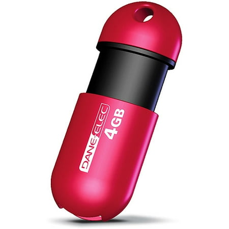Dane-elec 4GB Capless USB Drive - Red / Black