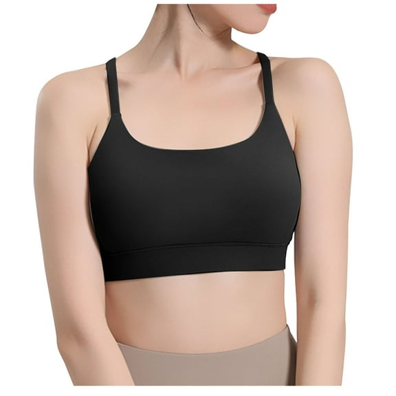 IROINNID Plus Size Sports Bras for Women Push Up Bra Sports Bra Vest Push-Up Yoga Fitness Sports Bra With Removable Chest Pad,Black