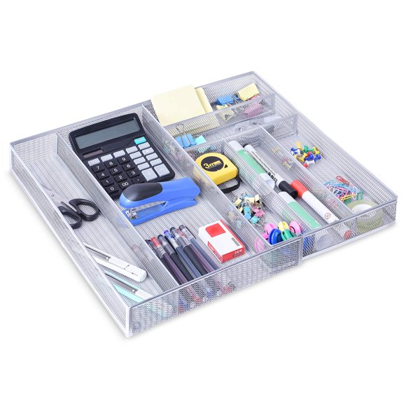 WuGeShop Organisateur de Tiroir de Bureau Extensible, 6 à 7 Compartiments Réglables en Maille, Bon Organisateur de Bureau pour Fournitures de Bureau et d'Art