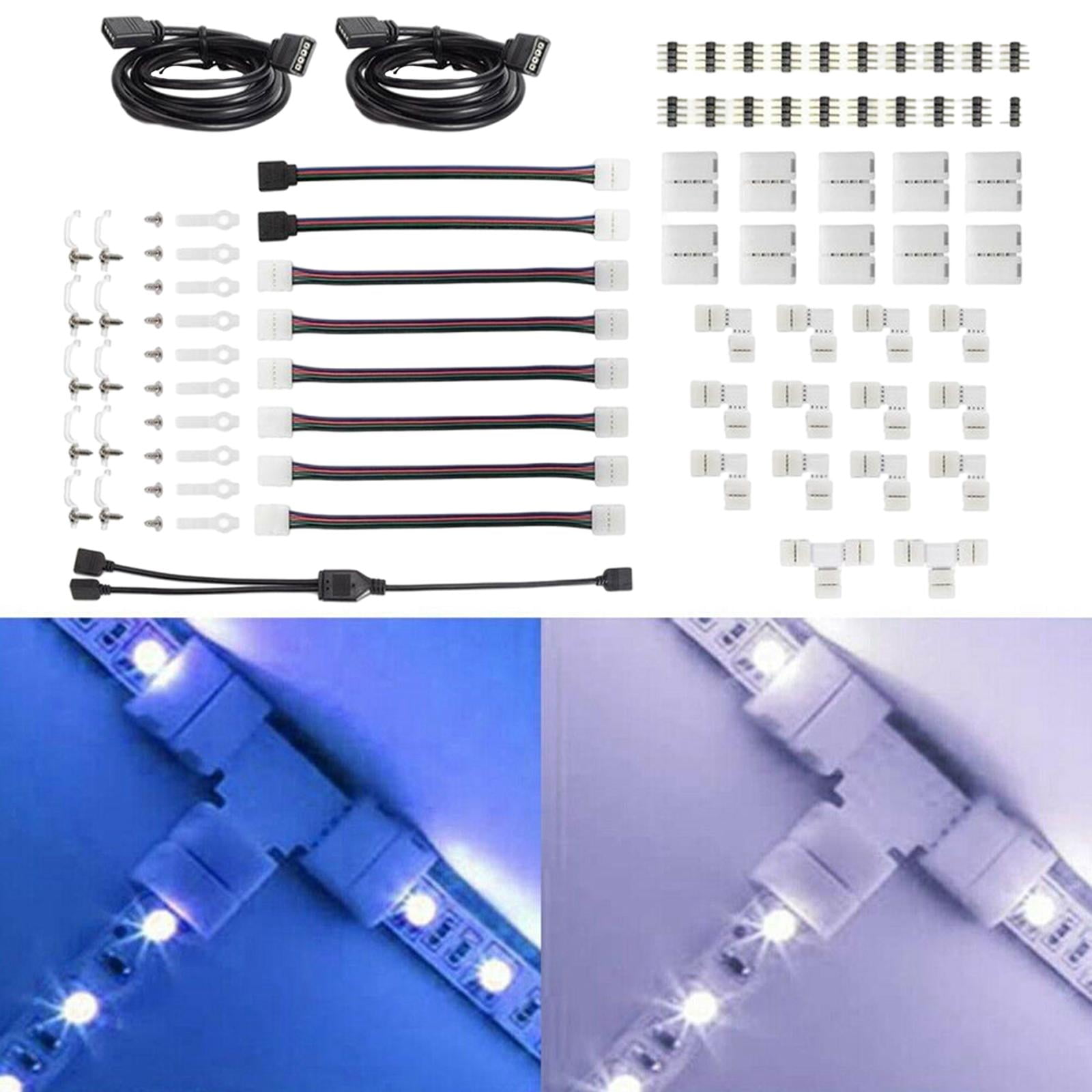 95x LED Connectors Lights 4 Pin Accessories Extension Cables Solderless