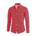 thumbnail image 2 of MODA NOVA Big & Tall Men's Polka Dots Long Sleeve Dress Button Down Shirts Red L, 2 of 6