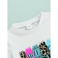 thumbnail image 5 of Franhais Newborn Three-Piece Outfits, Short Sleeve Round Neck Letter Print Tops + Leopard Colorful Short Pants + Decorative Hairband, 5 of 9