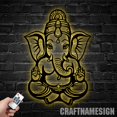 thumbnail image 3 of Craftnamesign Custom Hindu Elephant Metal Wall Art LED Light, Custom Elephant Name Sign, 3 of 5