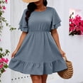 thumbnail image 5 of Dress for Women Ihhxva Plus Size Loose Fit Polka Dot Sundress with Elastic Waist Flutter Sleeve Summer L-5XL, 5 of 7