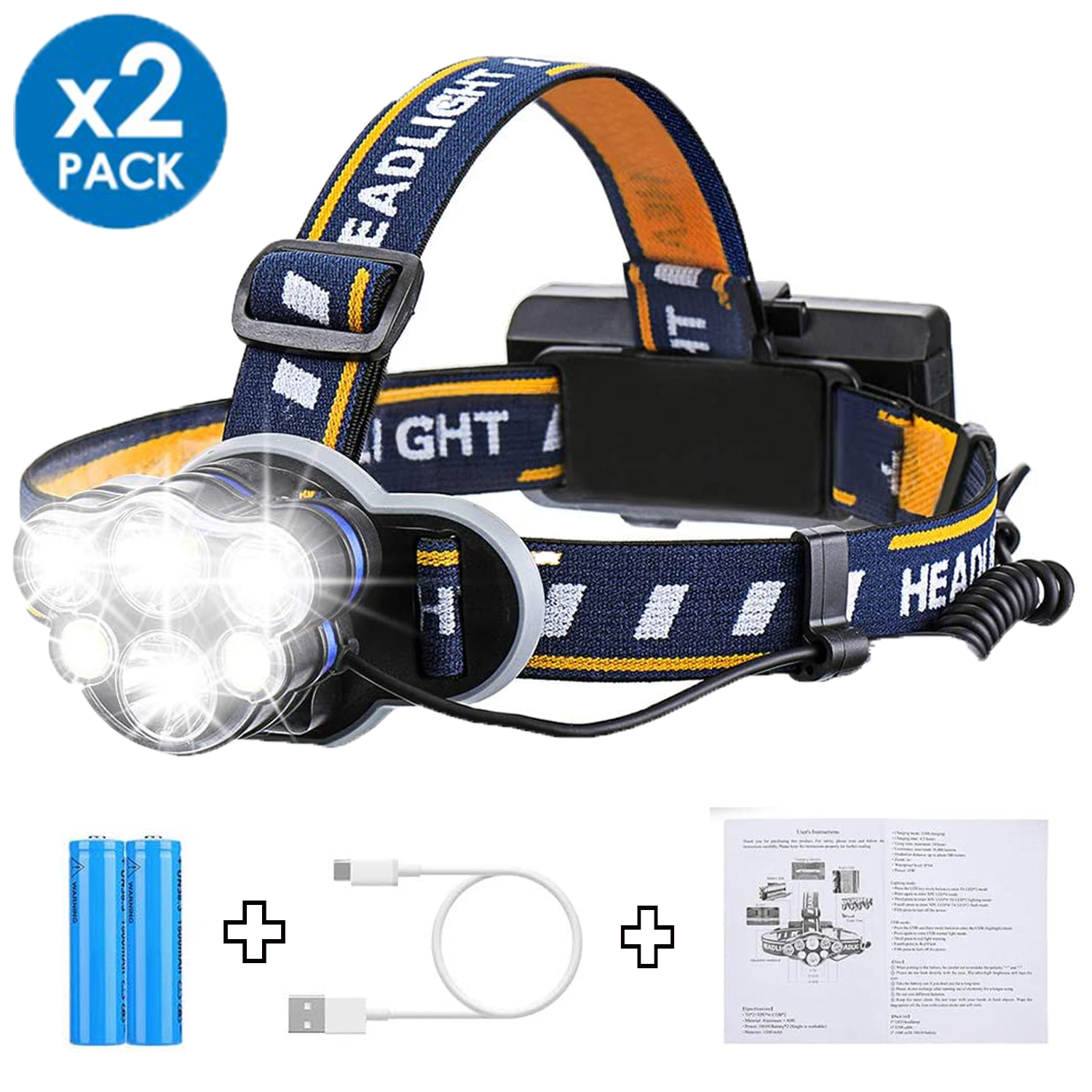Details about  / COB LED Headlamp Headlight 8 Mode Lighting Rechargeable Head Lamp Hand Free