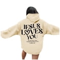 thumbnail image 6 of Jesus Loves You Hoodie Christian Sweatshirts for Teen Girls Long Sleeve Jesus Hoodies Christian Religious Sayings Pullover Sweater Oversized Bible Verse Shirts Khaki XL, 6 of 6