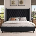 thumbnail image 4 of Merluxy Queen Bed Frame Upholstered Bed Wingback Headboard Velvet Tufted Deep Button/No Box Spring Needed/Easy Assembly/Black, 4 of 8
