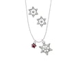 thumbnail image 2 of Delight Jewelry Silvertone Mini Translucent Maroon Paw Silver tone Snowflake Charm Necklace and Stud Earrings, 2 of 4