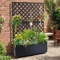 thumbnail image 1 of YUSAZENS Galvanized Steel Metal Planter Box, 2-Piece Screen Set, Outdoor Planter with Privacy Screen Black with Wheels, 1 of 8