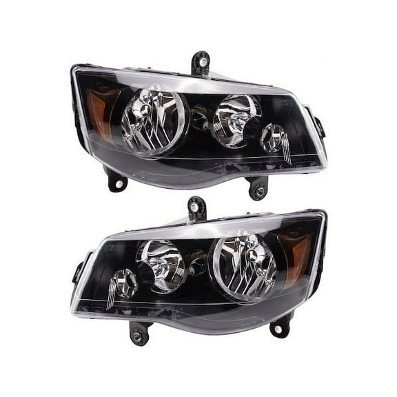 Headlight Assembly Set 2 Piece - Compatible with 2011 - 2020 Dodge Grand Caravan 2012 2013 2014 2015 2016 2017 2018 2019