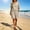 Beige, variant on Women's Half Placket V Neck 3/4 Sleeve Top Drawstring Pocket Bermuda Shorts 2 Piece Outfit, Solid Summer Beach Casual Matching Set Beige XL(XL)