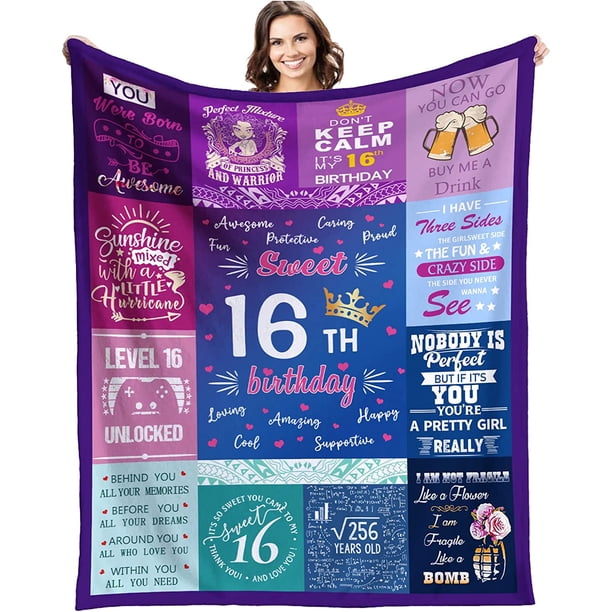 LHSHID 16th Birthday Gifts for Girls 16 Year Old Birthday Gifts 16 Year Blanket Gifts 16th Funny Gift Idea 16th Birthday Gift Ideas Gifts for 16 Year Old Female Women Girl Bestie Sister 30"x40"