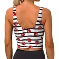 thumbnail image 3 of Vsdgher Ladybugs on Black and White Striped1 Print Women Sleeveless Athletic Tank Top Built-in Bra Camisole Sports Vest for Yoga Running Fitness Exercise with Removable Pads, 3 of 8
