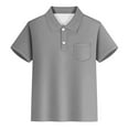 thumbnail image 5 of XINXIAOO Boys Short Sleeve Polo Shirts Kids Grey Casual Active Performance School Uniform Golf Polo Shirt for Girls with Pocket 11-12 Years, 5 of 5